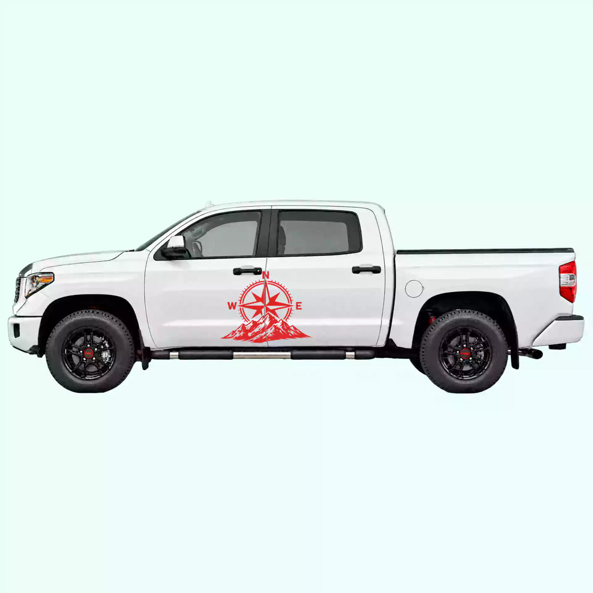 2014-2021 Toyota Tundra Compass Mountains Side Decals Vinyl Graphics Kit red