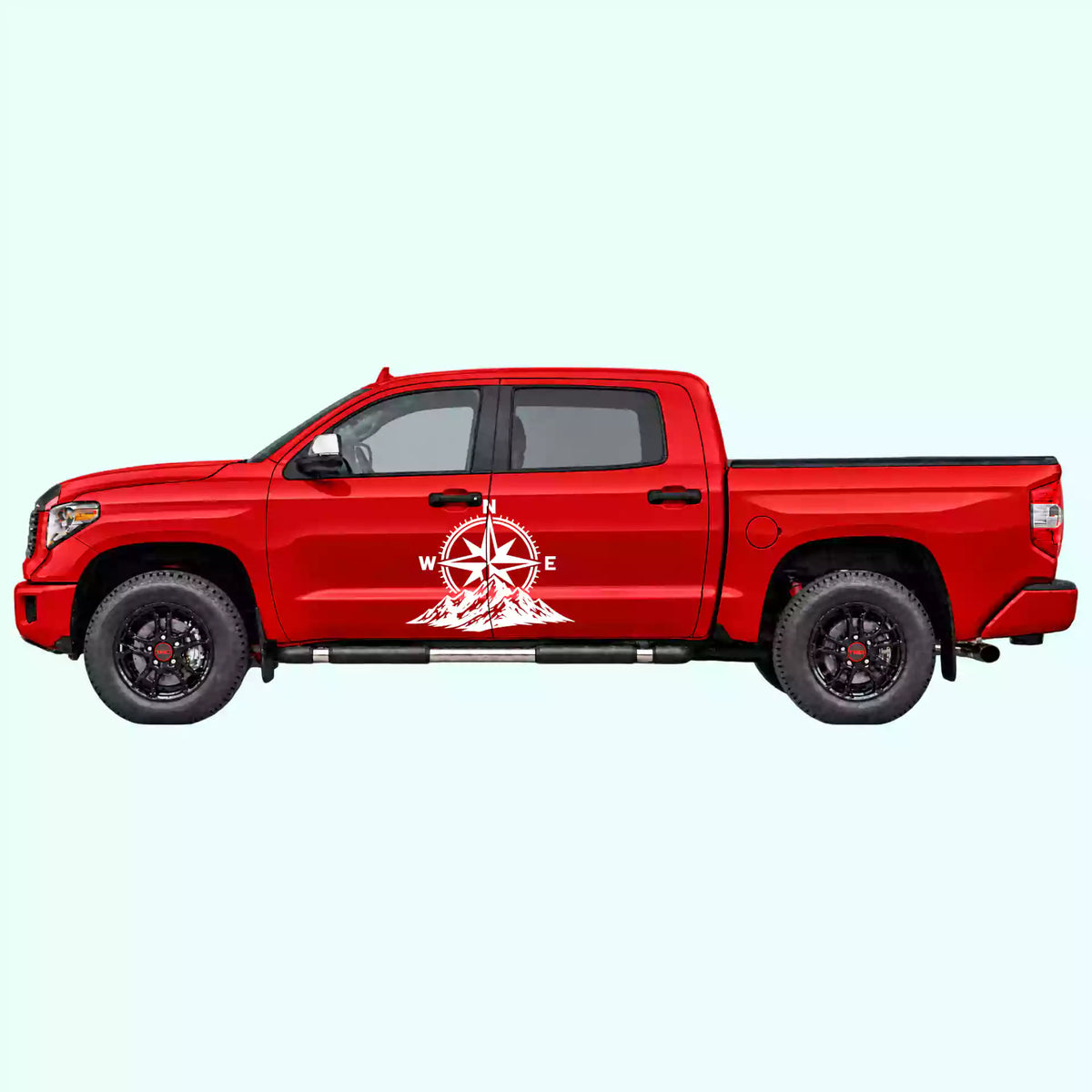2014-2021 Toyota Tundra Compass Mountains Side Decals Vinyl Graphics Kit white