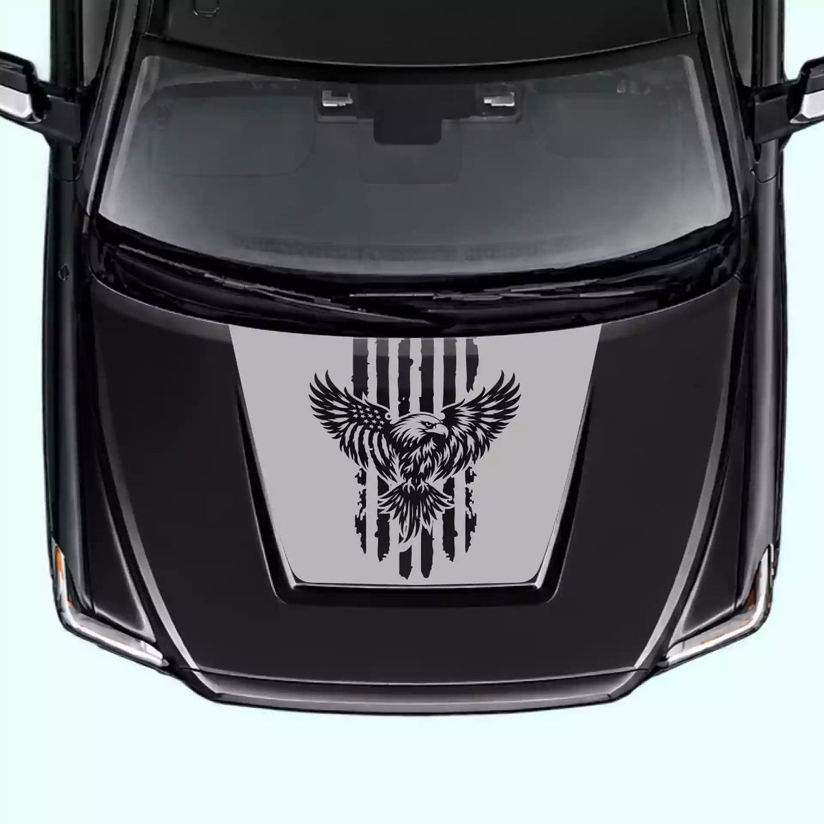 2014-2021 Toyota Tundra Eagle USA Flag Hood Decals Vinyl Graphics Kit gray