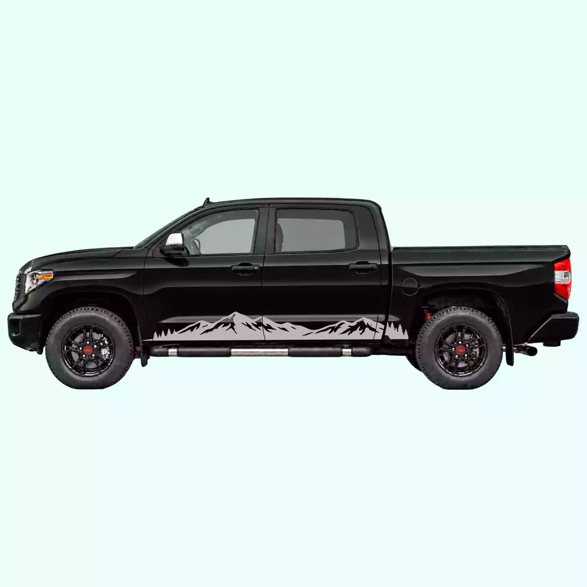 2014-2021 Toyota Tundra Mountain Range Rocker Stripes Vinyl Graphics Kit gray