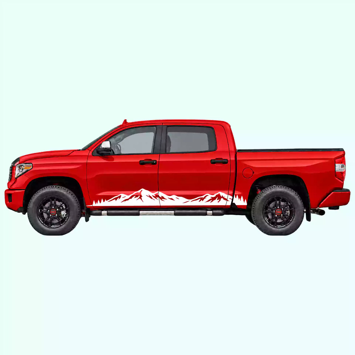2014-2021 Toyota Tundra Mountain Range Rocker Stripes Vinyl Graphics Kit white