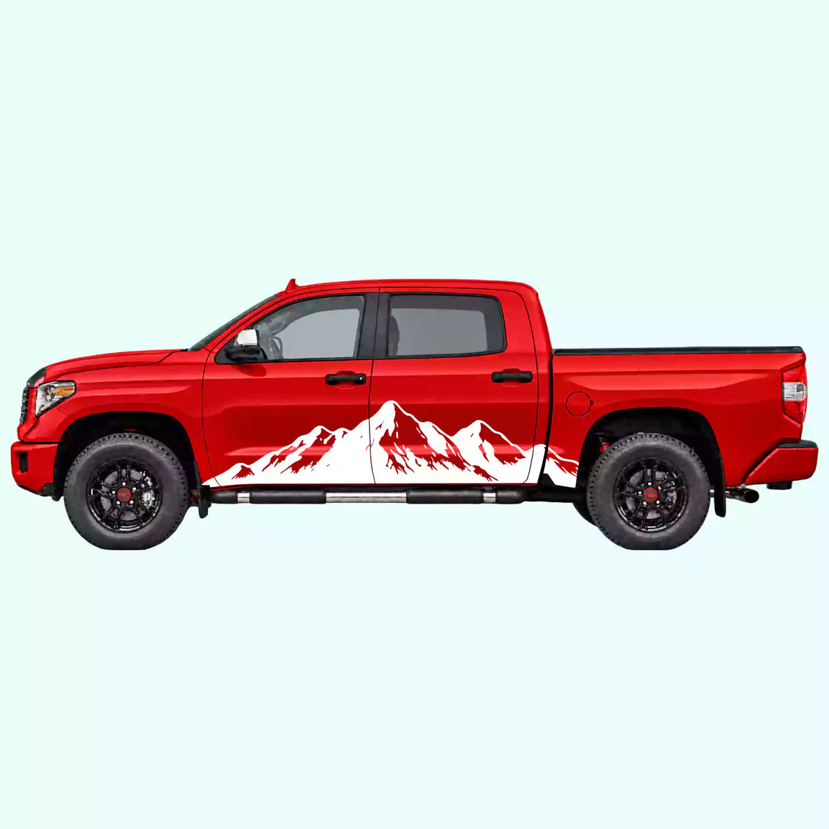 2014-2021 Toyota Tundra Mountain Range Side Decals Vinyl Graphics Kit white
