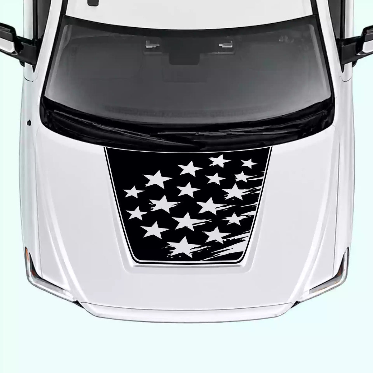 2014-2021 Toyota Tundra Shattered American Flag Hood Decal Vinyl Graphics Kit black