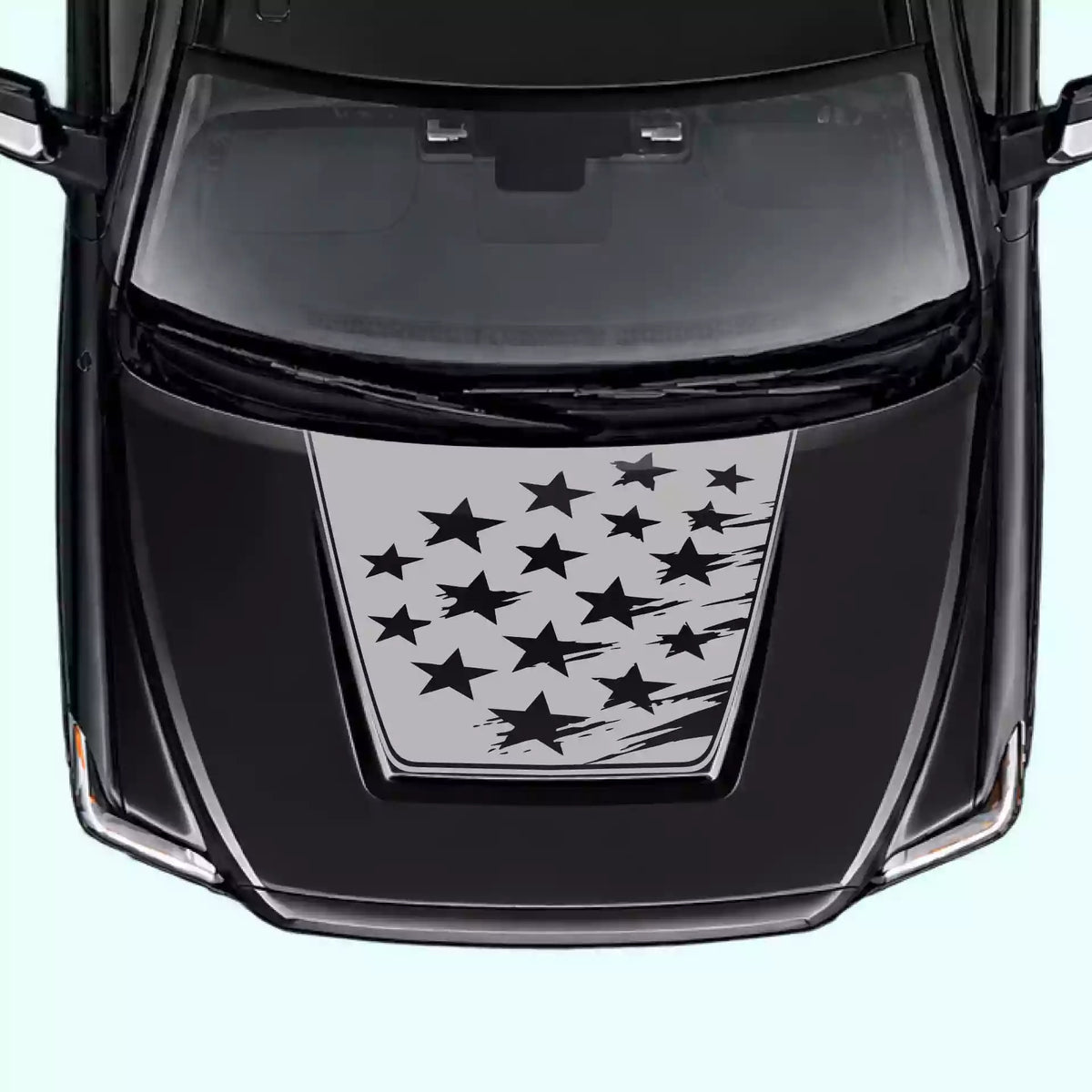 2014-2021 Toyota Tundra Shattered American Flag Hood Decal Vinyl Graphics Kit gray
