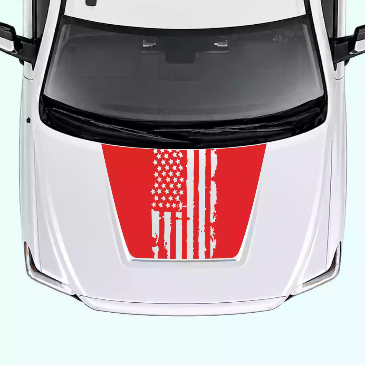 2014-2021 Toyota Tundra Shred American Flag Hood Decals Vinyl Graphics Kit red