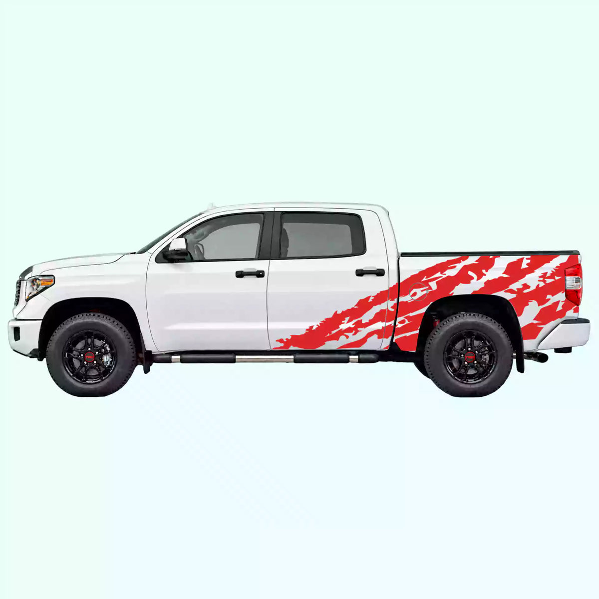 2014-2021 Toyota Tundra Shred Side Decals Vinyl Graphics Kit red