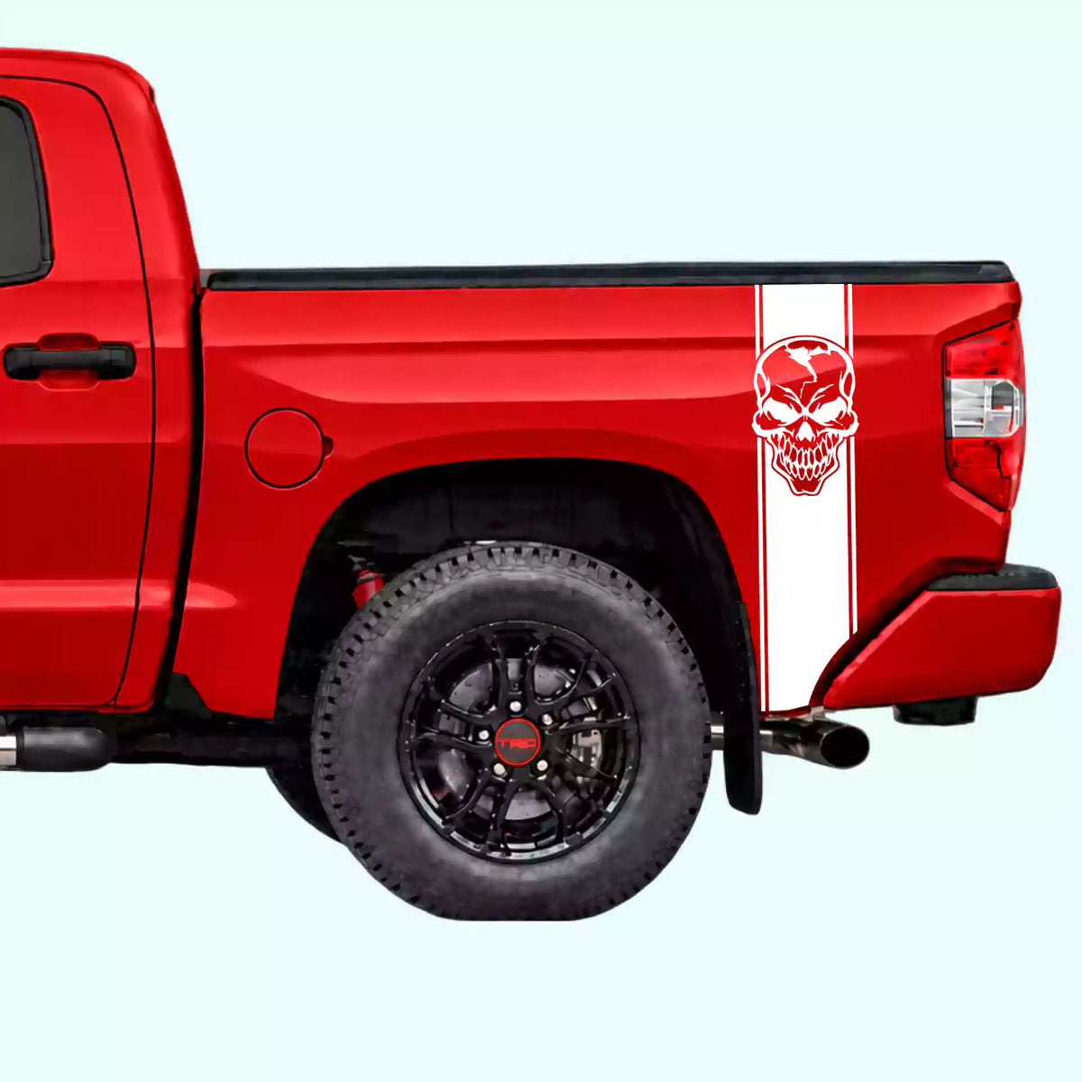 2014-2021 Toyota Tundra Skull Bed Stripes Vinyl Graphics Kit white