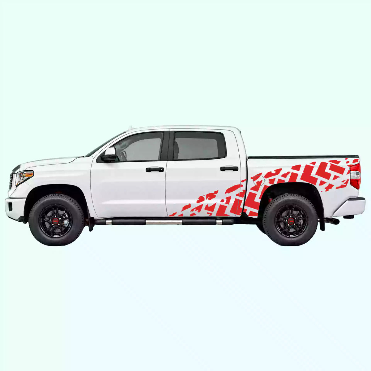 2014-2021 Toyota Tundra Tire Tracks Side Decals Vinyl Graphics Kit red