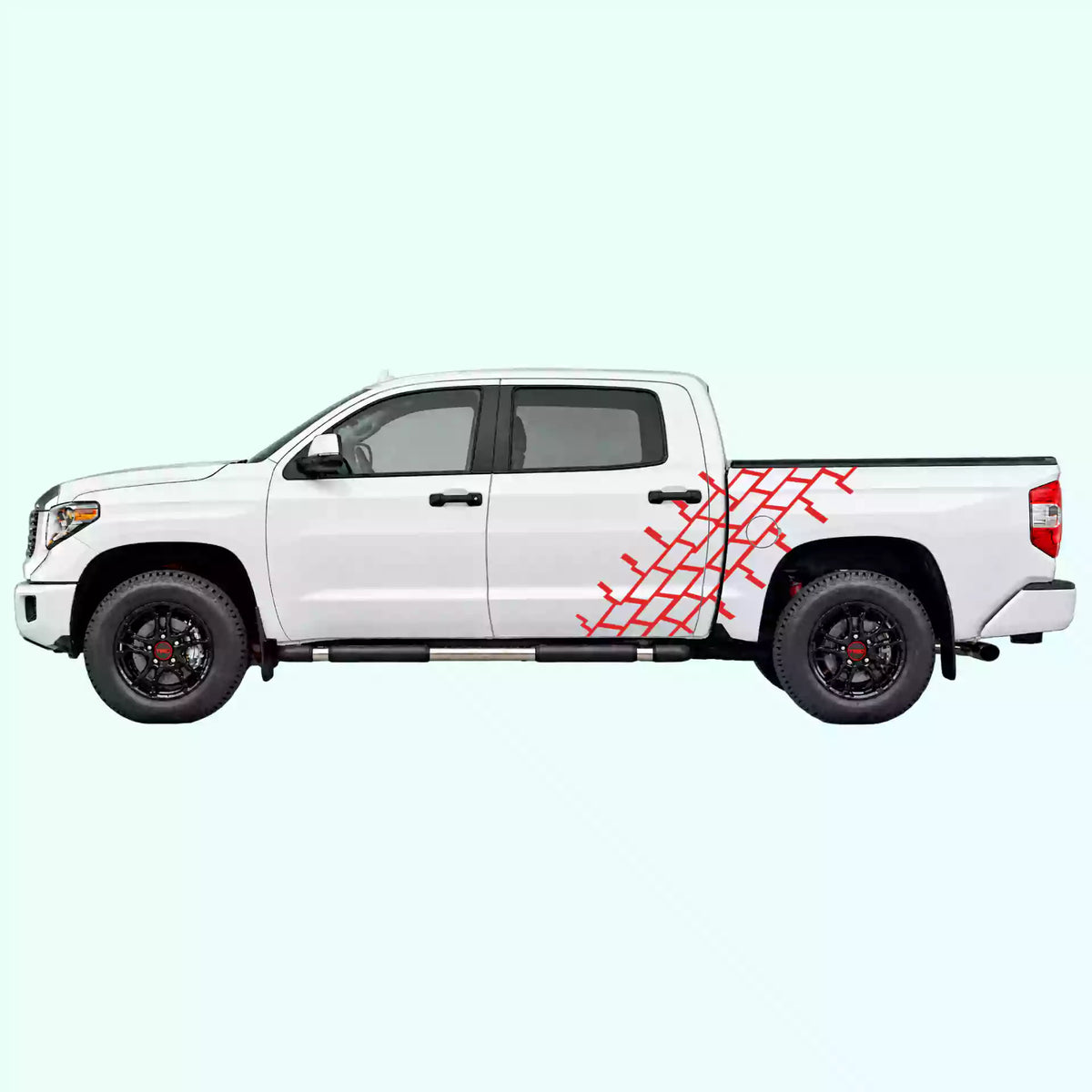 2014-2021 Toyota Tundra Tire Tread Side Decals Vinyl Graphics Kit red