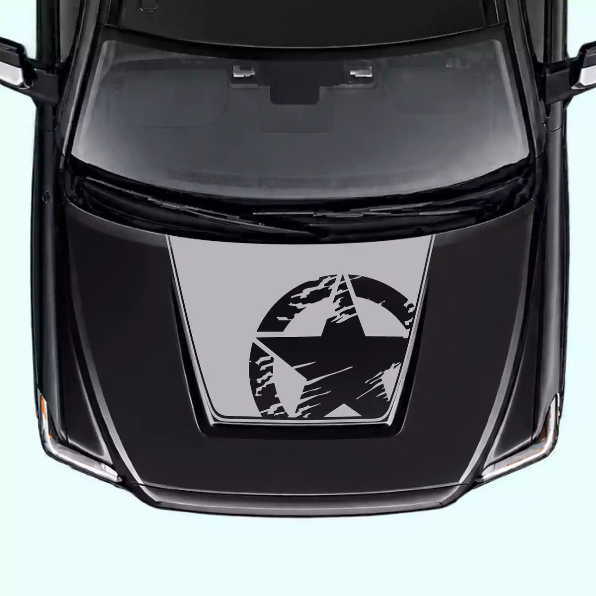 2014-2021 Toyota Tundra Torn Star Hood Decal Vinyl Graphics Kit gray