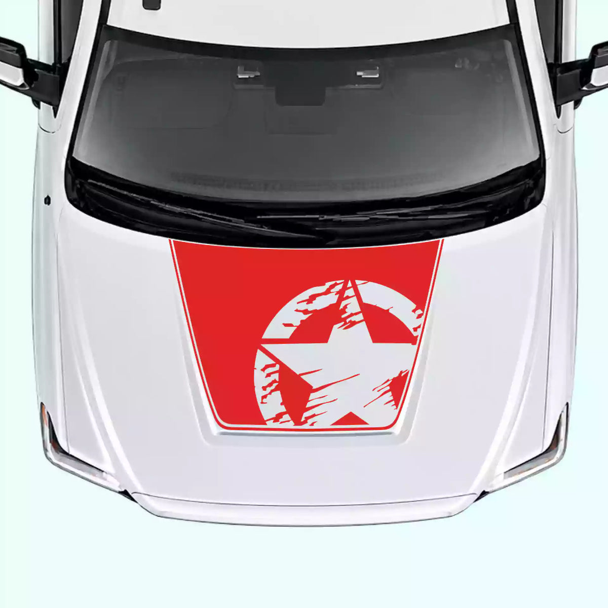 2014-2021 Toyota Tundra Torn Star Hood Decal Vinyl Graphics Kit red