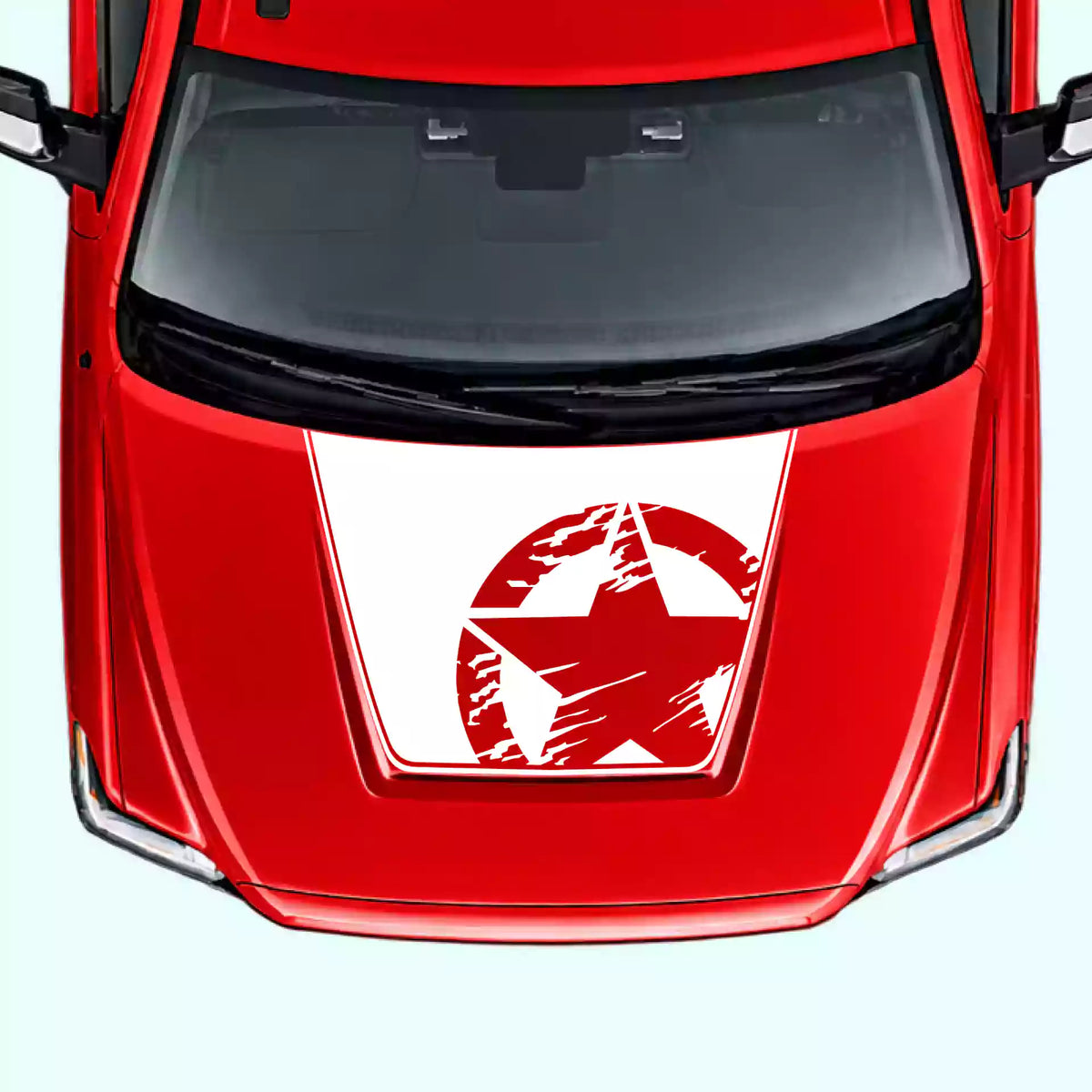 2014-2021 Toyota Tundra Torn Star Hood Decal Vinyl Graphics Kit white