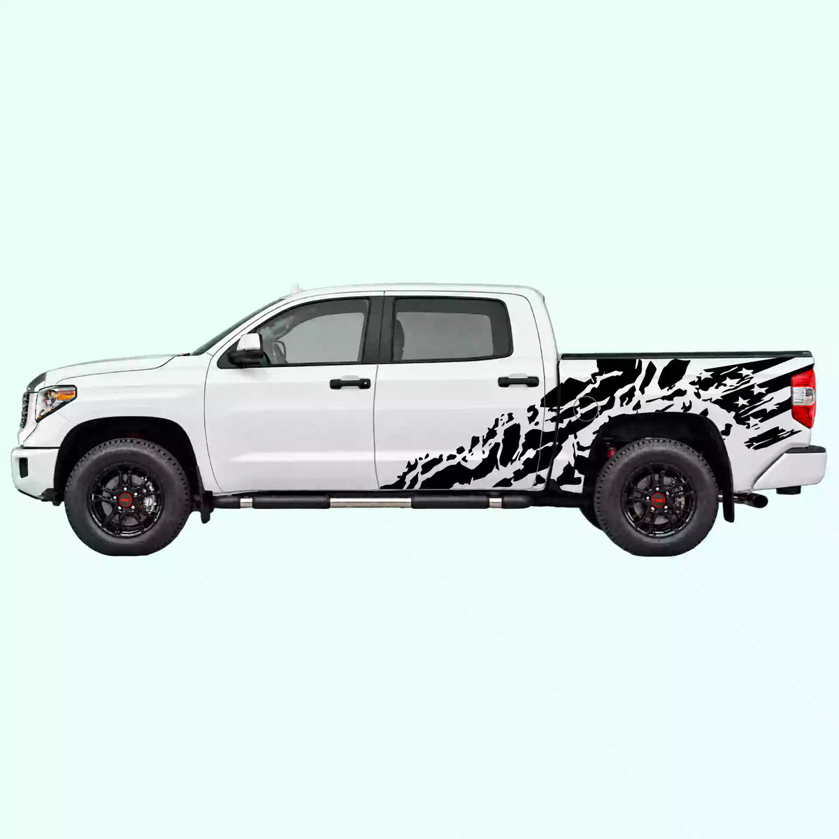 2014-2021 Toyota Tundra US Flag Shred Side Decals Vinyl Graphics Kit black