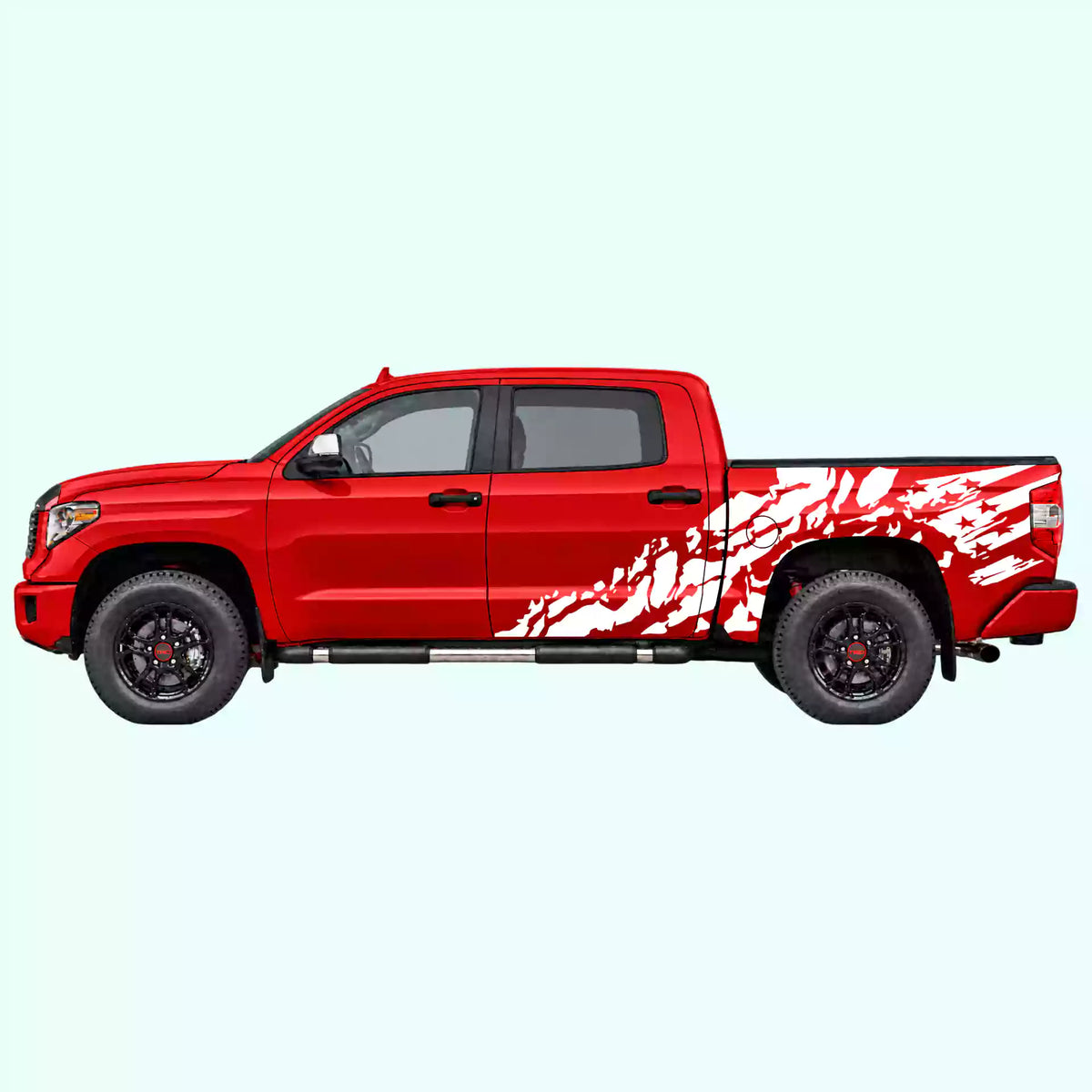 2014-2021 Toyota Tundra US Flag Shred Side Decals Vinyl Graphics Kit white