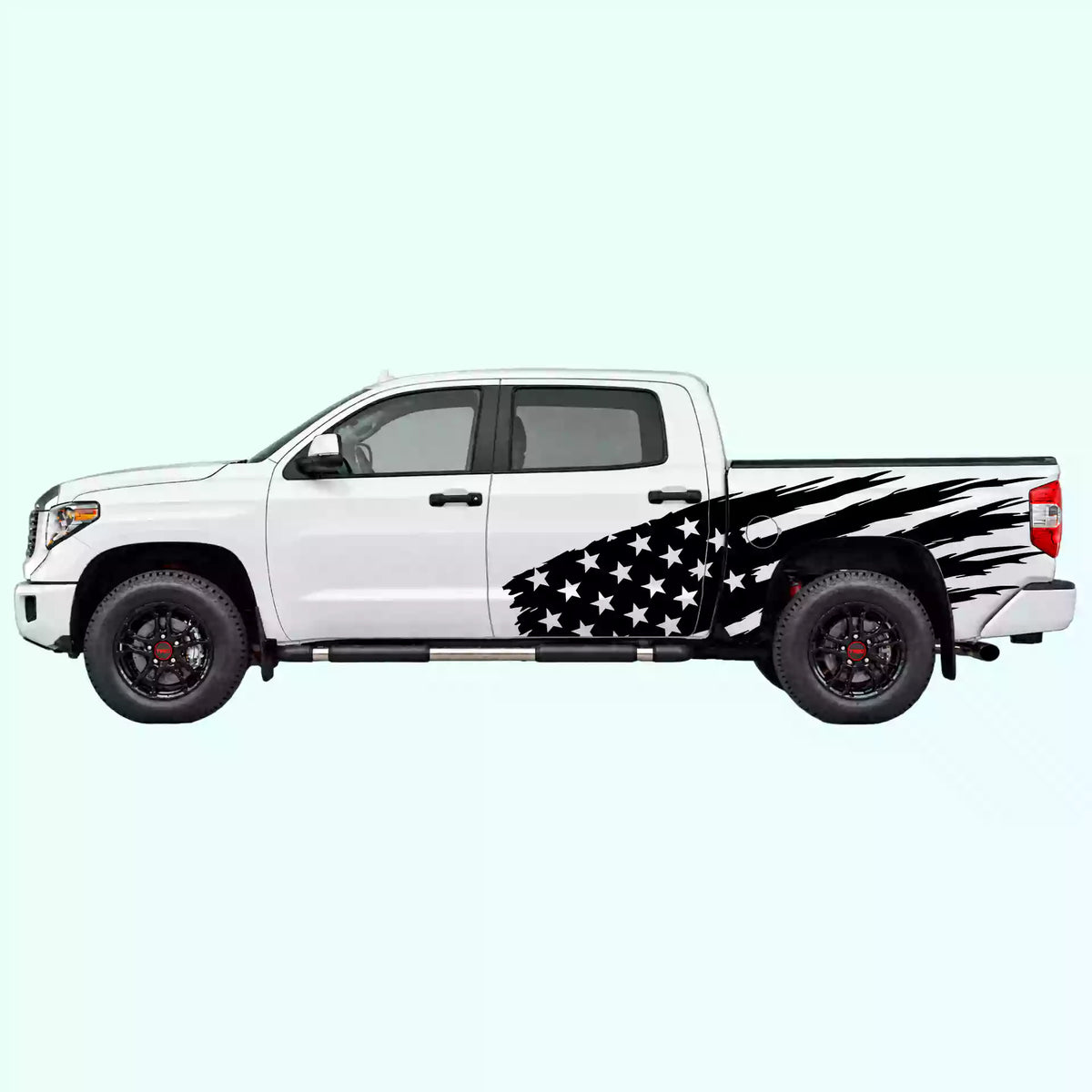 2014-2021 Toyota Tundra US Flag Side Decals Vinyl Graphics Kit black