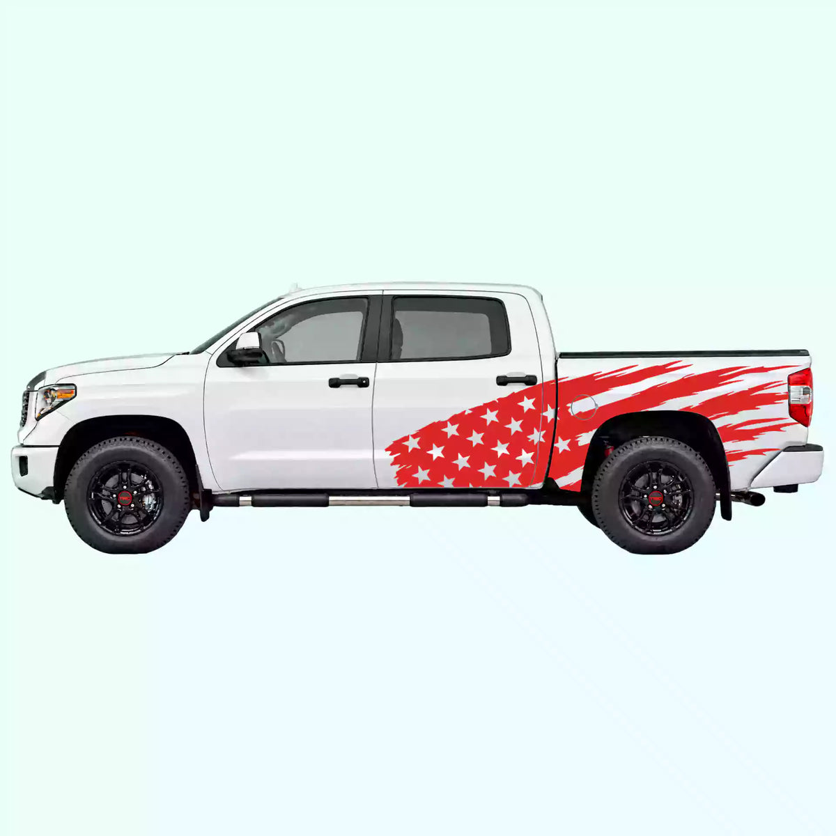 2014-2021 Toyota Tundra US Flag Side Decals Vinyl Graphics Kit red