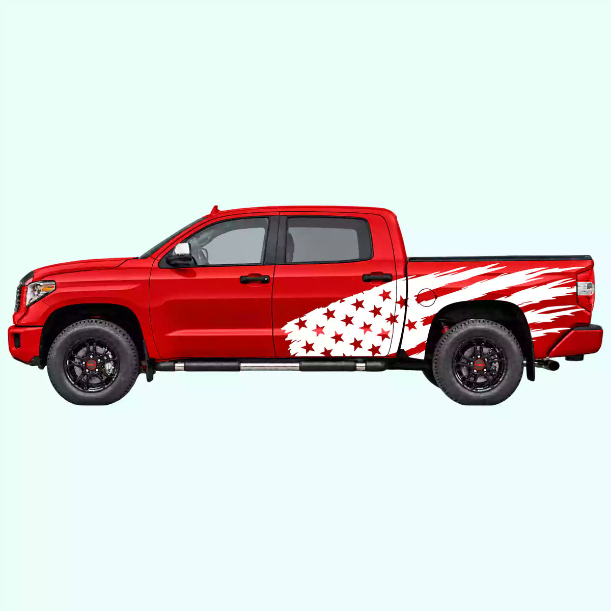2014-2021 Toyota Tundra US Flag Side Decals Vinyl Graphics Kit white