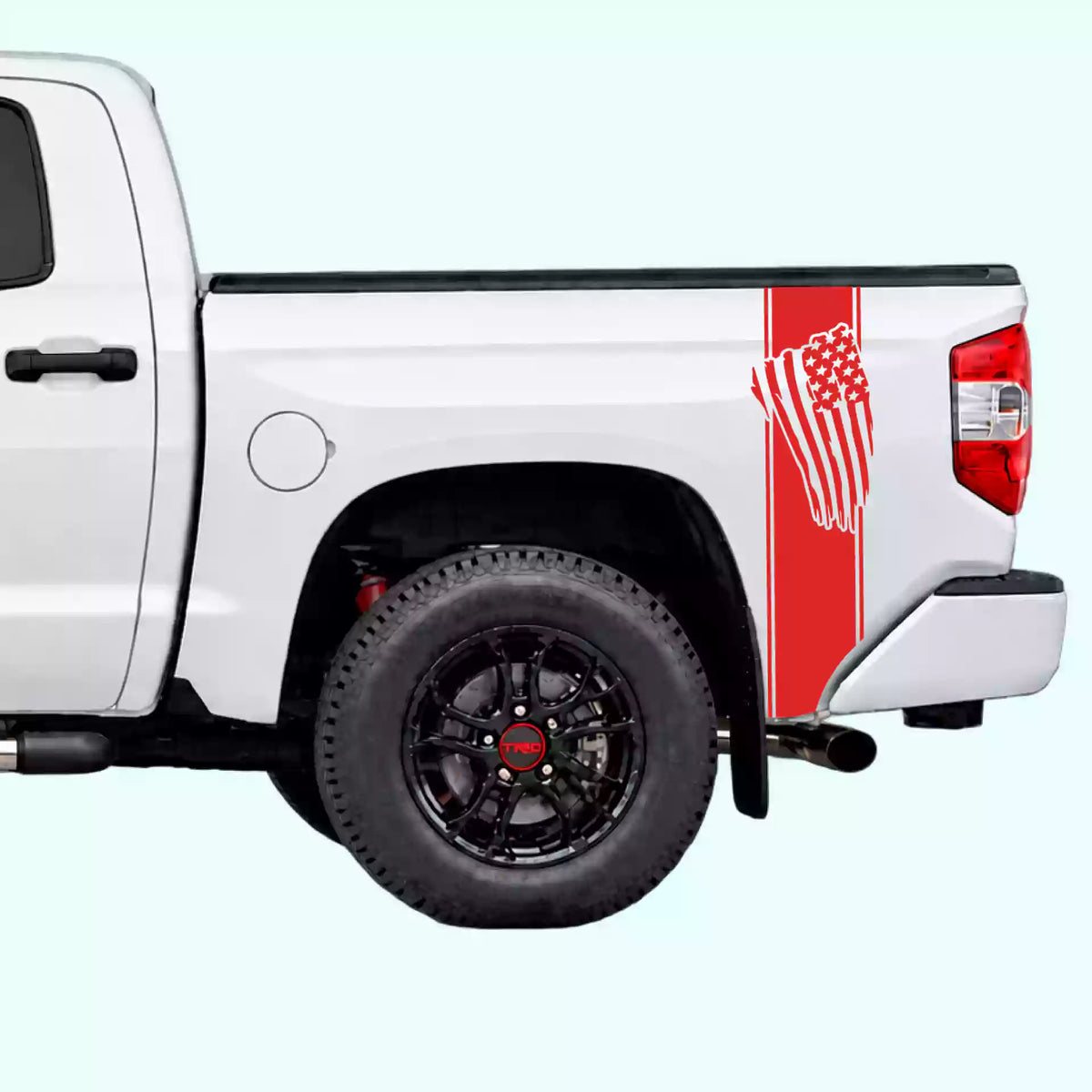 2014-2021 Toyota Tundra USA Flag Bed Decals Vinyl Graphics Kit red