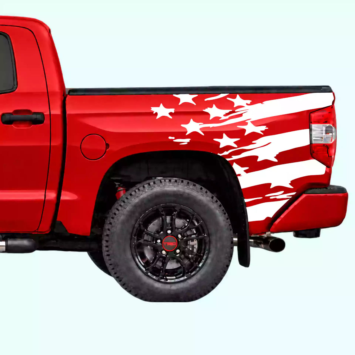 2014-2021 Toyota Tundra USA Flag Shred Bed Decals Vinyl Graphics Kit white