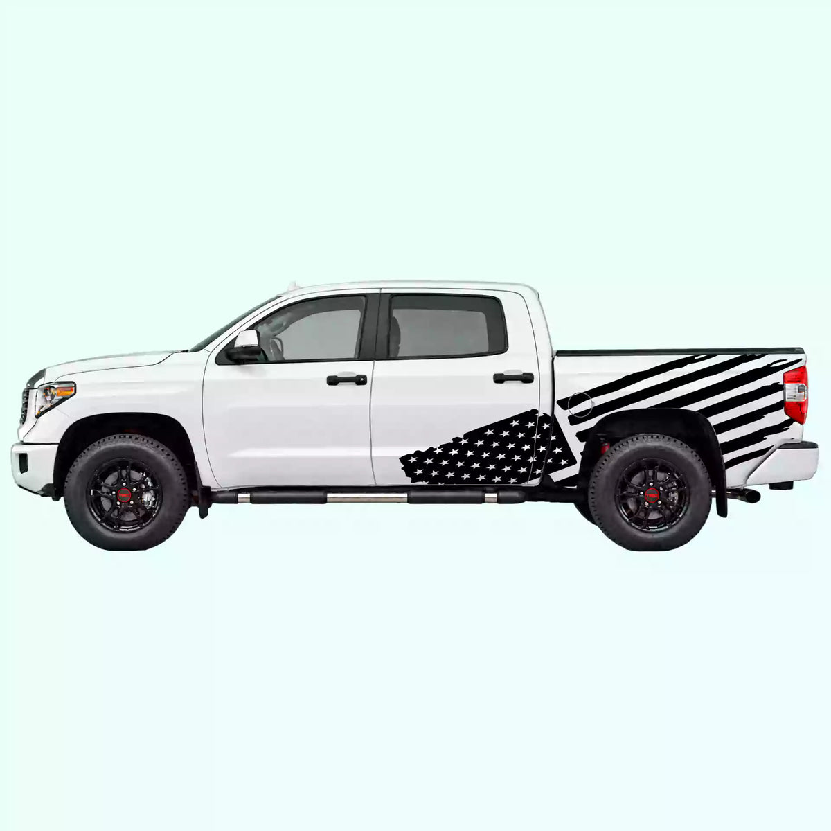 2014-2021 Toyota Tundra USA Flag Side Decals Vinyl Graphics Kit black