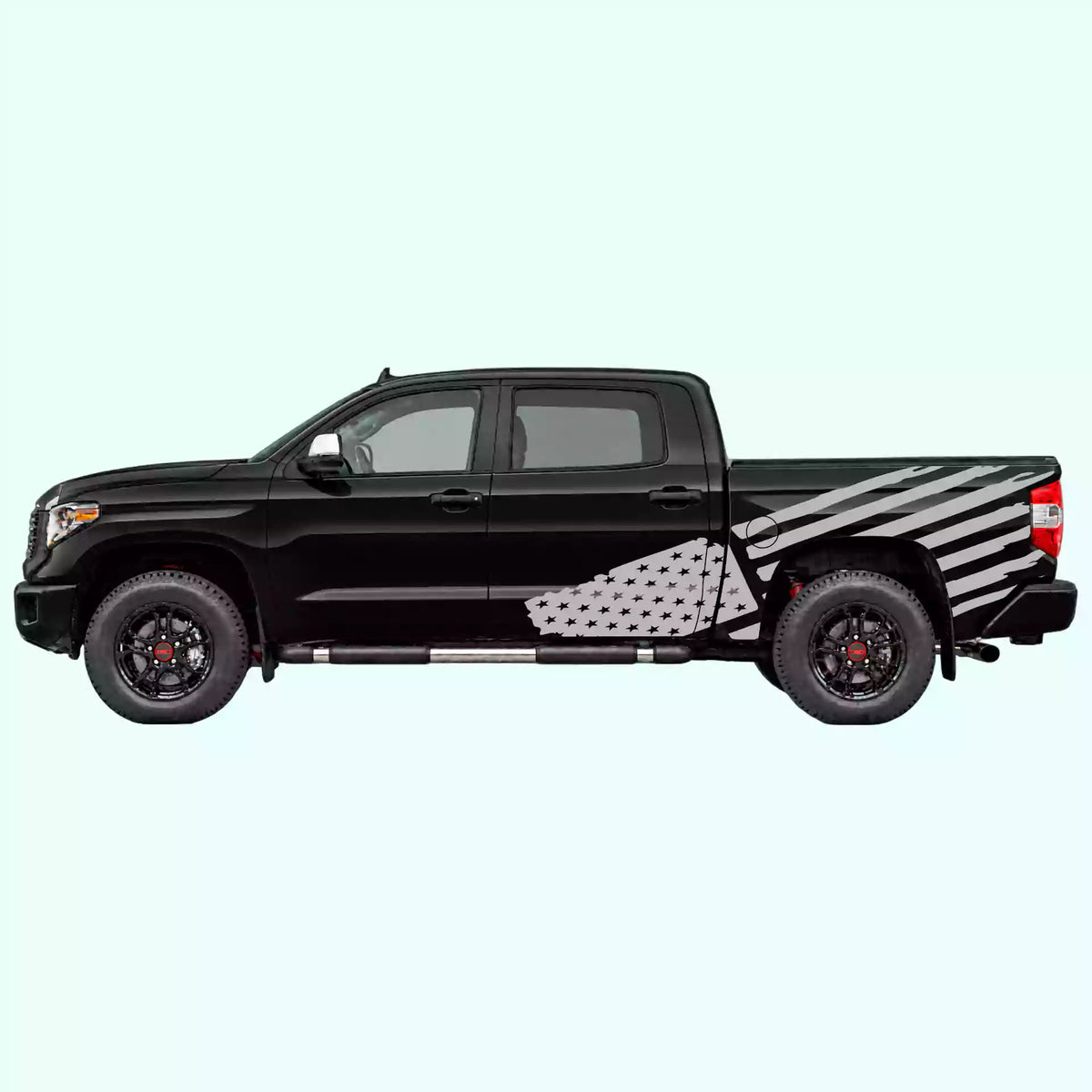2014-2021 Toyota Tundra USA Flag Side Decals Vinyl Graphics Kit gray