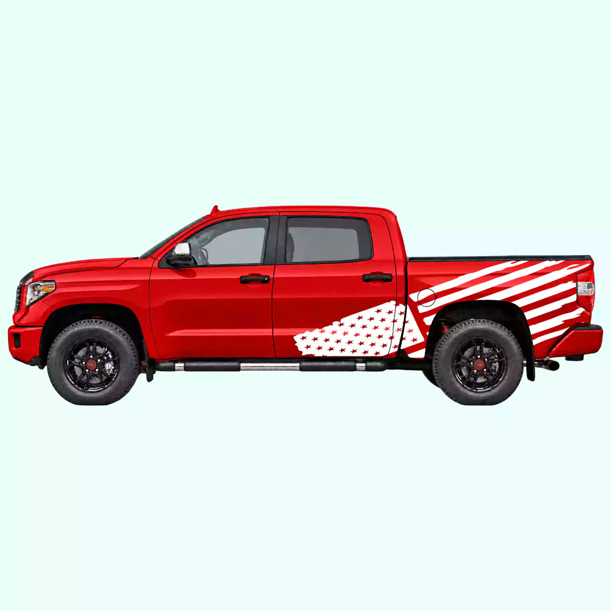 2014-2021 Toyota Tundra USA Flag Side Decals Vinyl Graphics Kit white