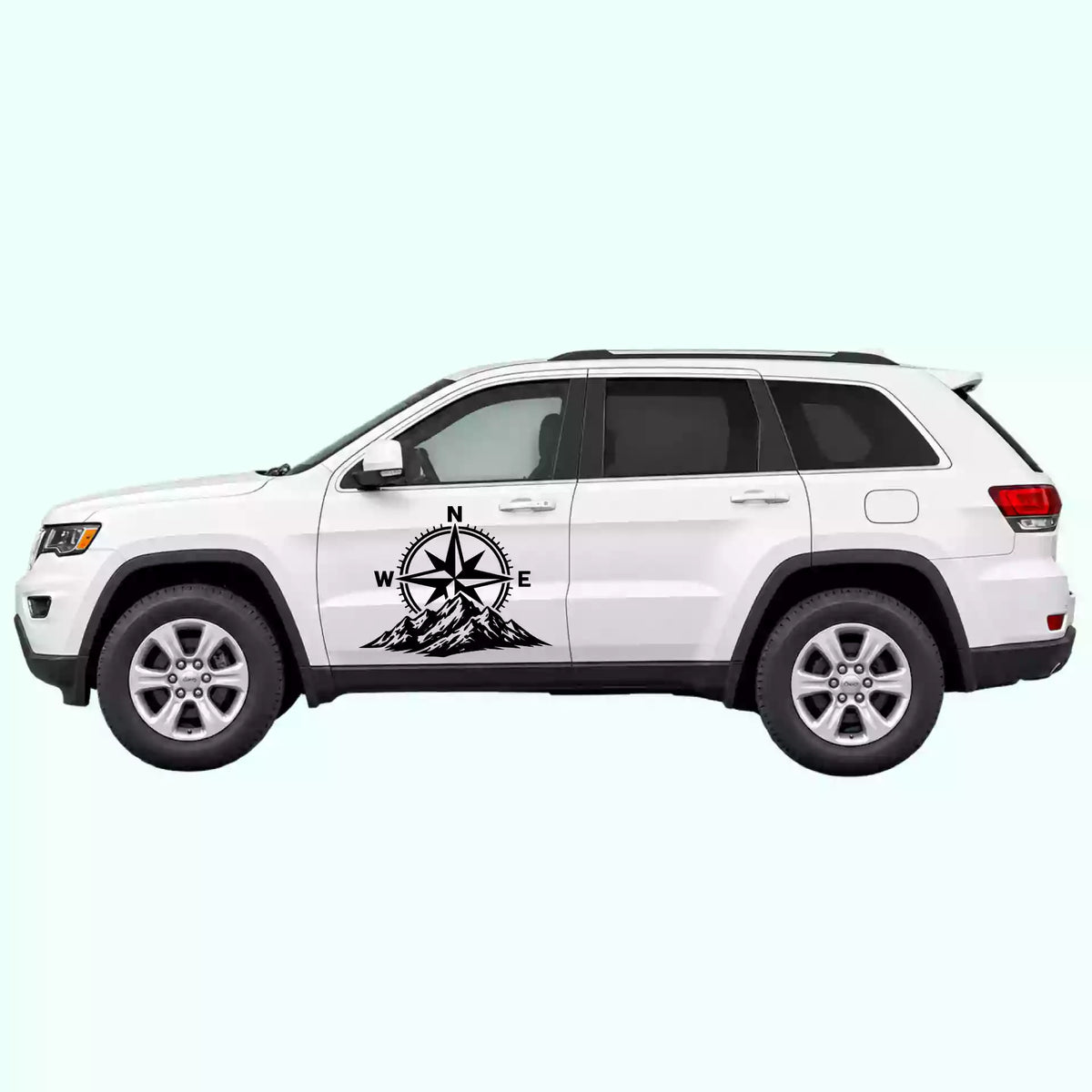 2014-2022 Jeep Grand Cherokee Compass Mountains Side Decals Vinyl Graphics Kit black