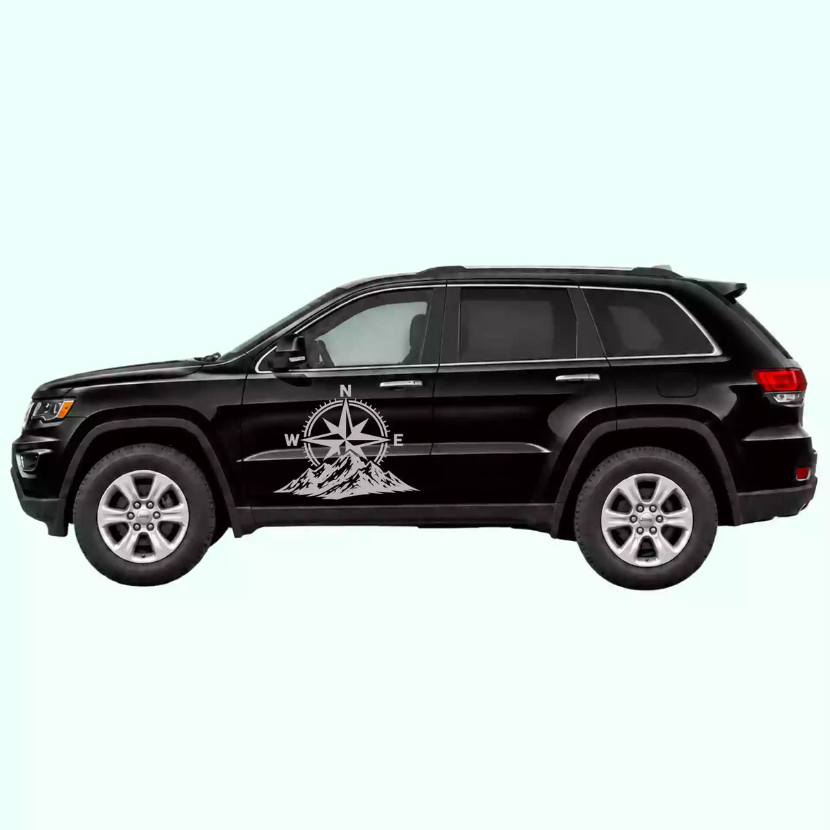 2014-2022 Jeep Grand Cherokee Compass Mountains Side Decals Vinyl Graphics Kit gray