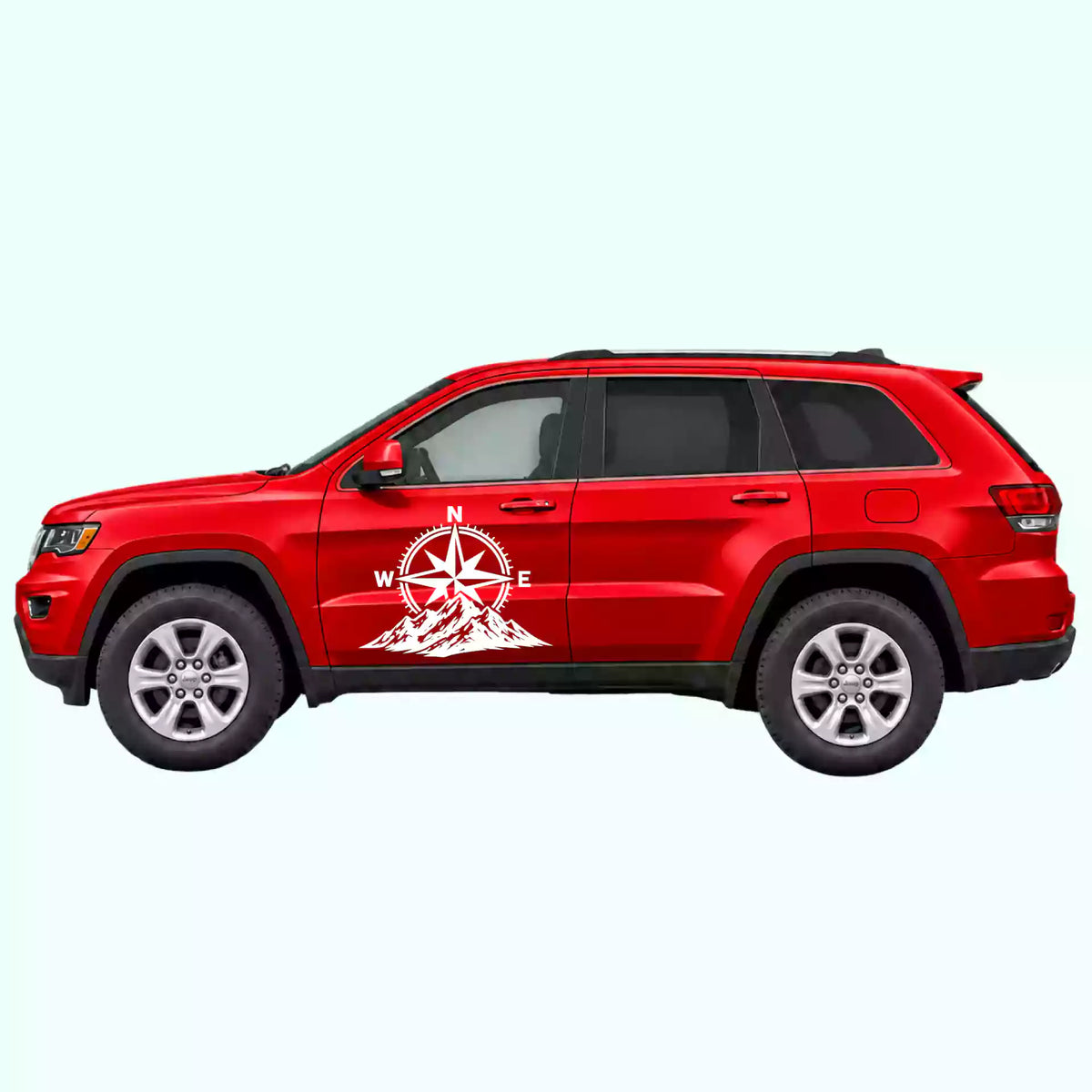 2014-2022 Jeep Grand Cherokee Compass Mountains Side Decals Vinyl Graphics Kit white