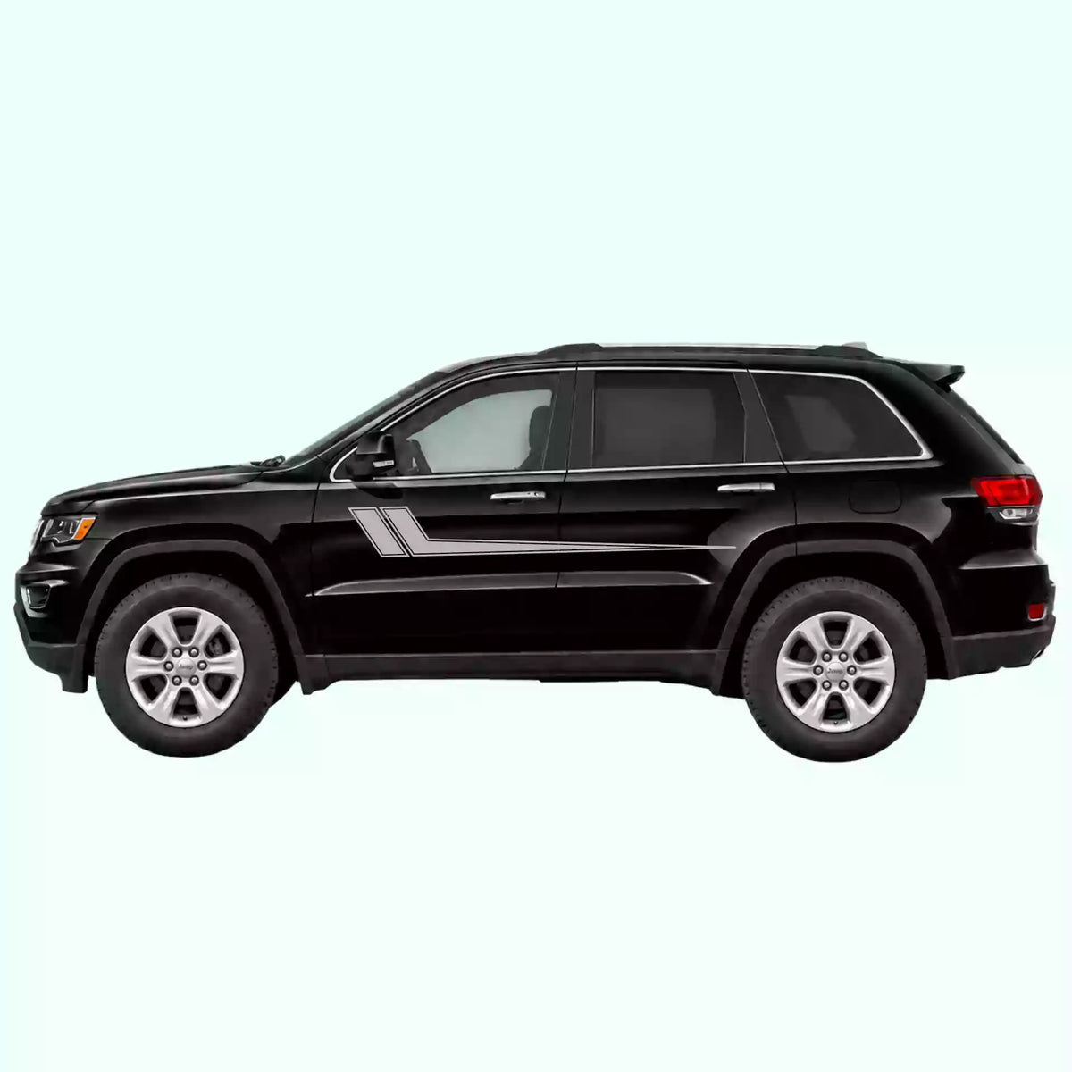 2014-2022 Jeep Grand Cherokee Hockey Side Stripes Vinyl Graphics Kit Gray