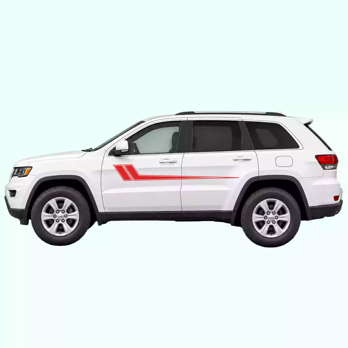 2014-2022 Jeep Grand Cherokee Hockey Side Stripes Vinyl Graphics Kit Red