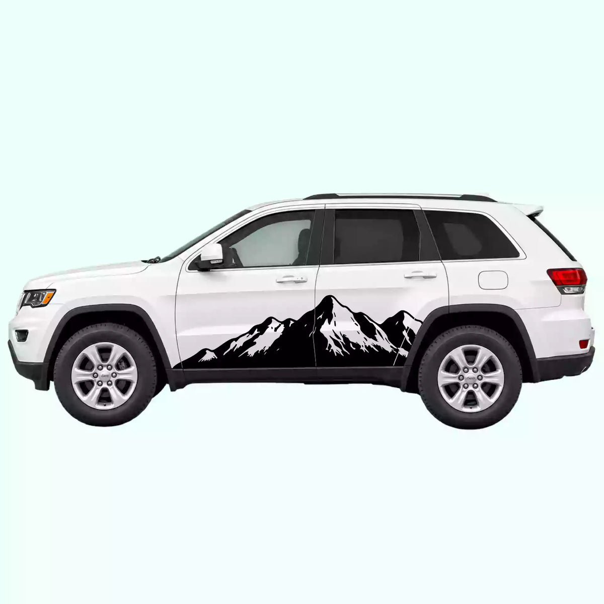 2014-2022 Jeep Grand Cherokee Mountain Range Side Decals Vinyl Graphics Kit black