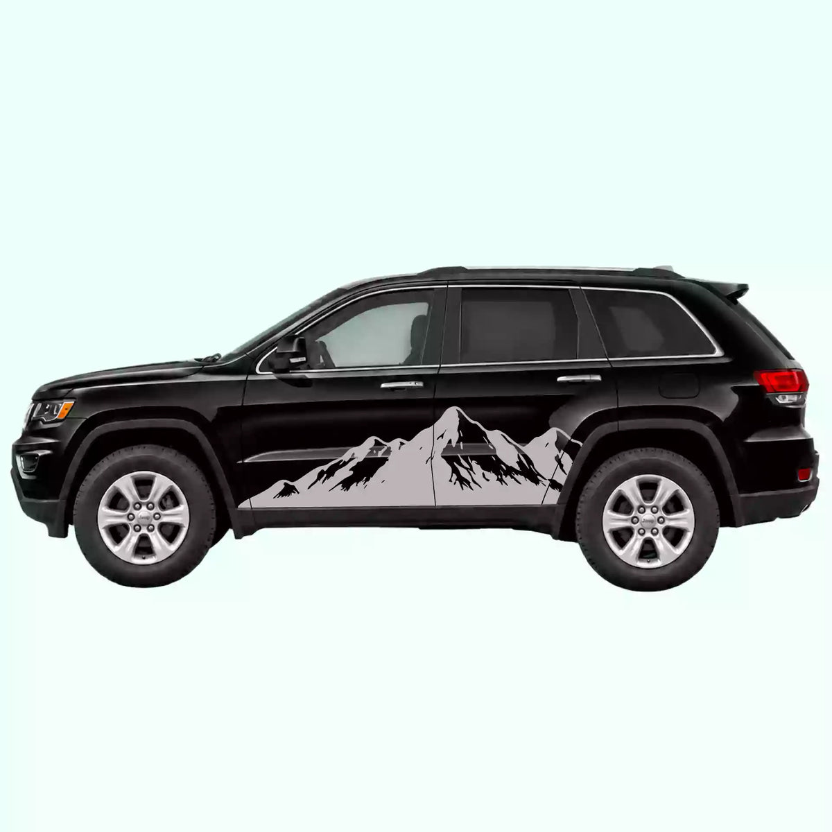 2014-2022 Jeep Grand Cherokee Mountain Range Side Decals Vinyl Graphics Kit gray