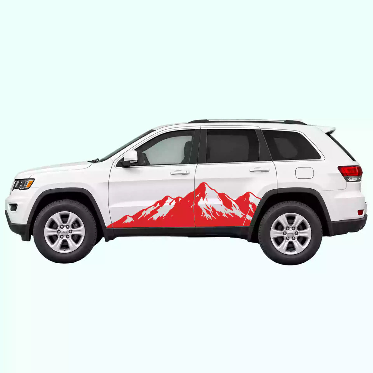 2014-2022 Jeep Grand Cherokee Mountain Range Side Decals Vinyl Graphics Kit red