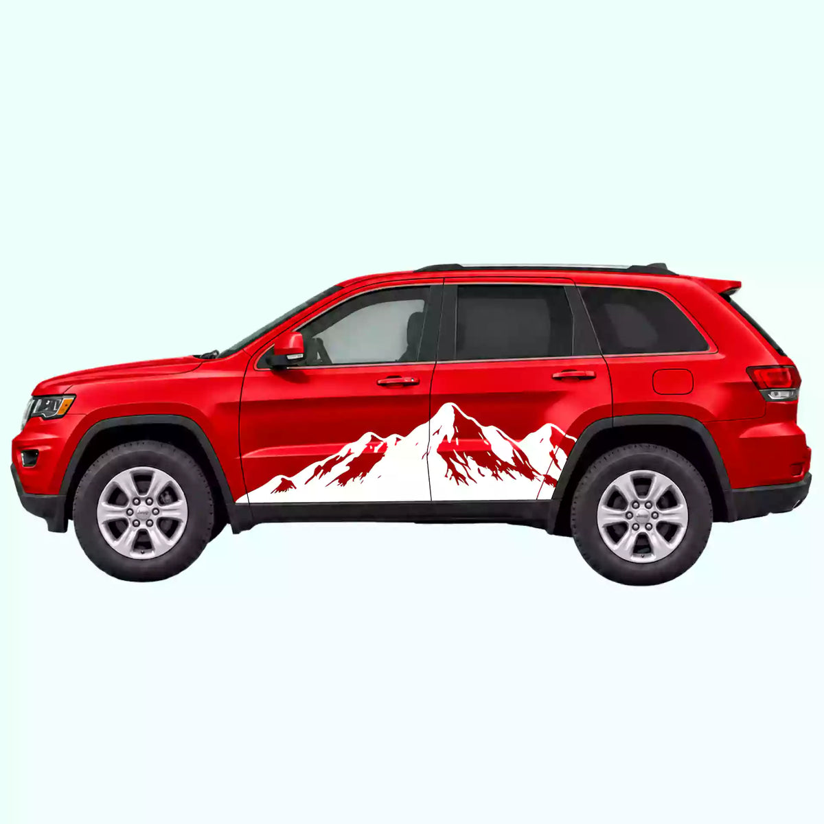 2014-2022 Jeep Grand Cherokee Mountain Range Side Decals Vinyl Graphics Kit white