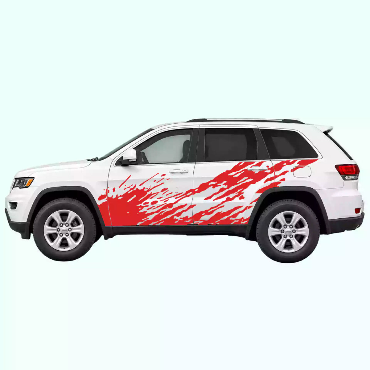 2014-2022 Jeep Grand Cherokee Mud Splash Side Decals Vinyl Graphics Kit Red