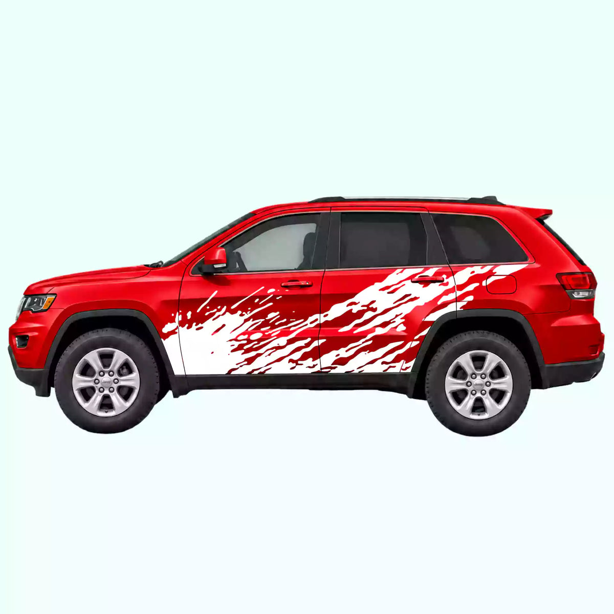 2014-2022 Jeep Grand Cherokee Mud Splash Side Decals Vinyl Graphics Kit White