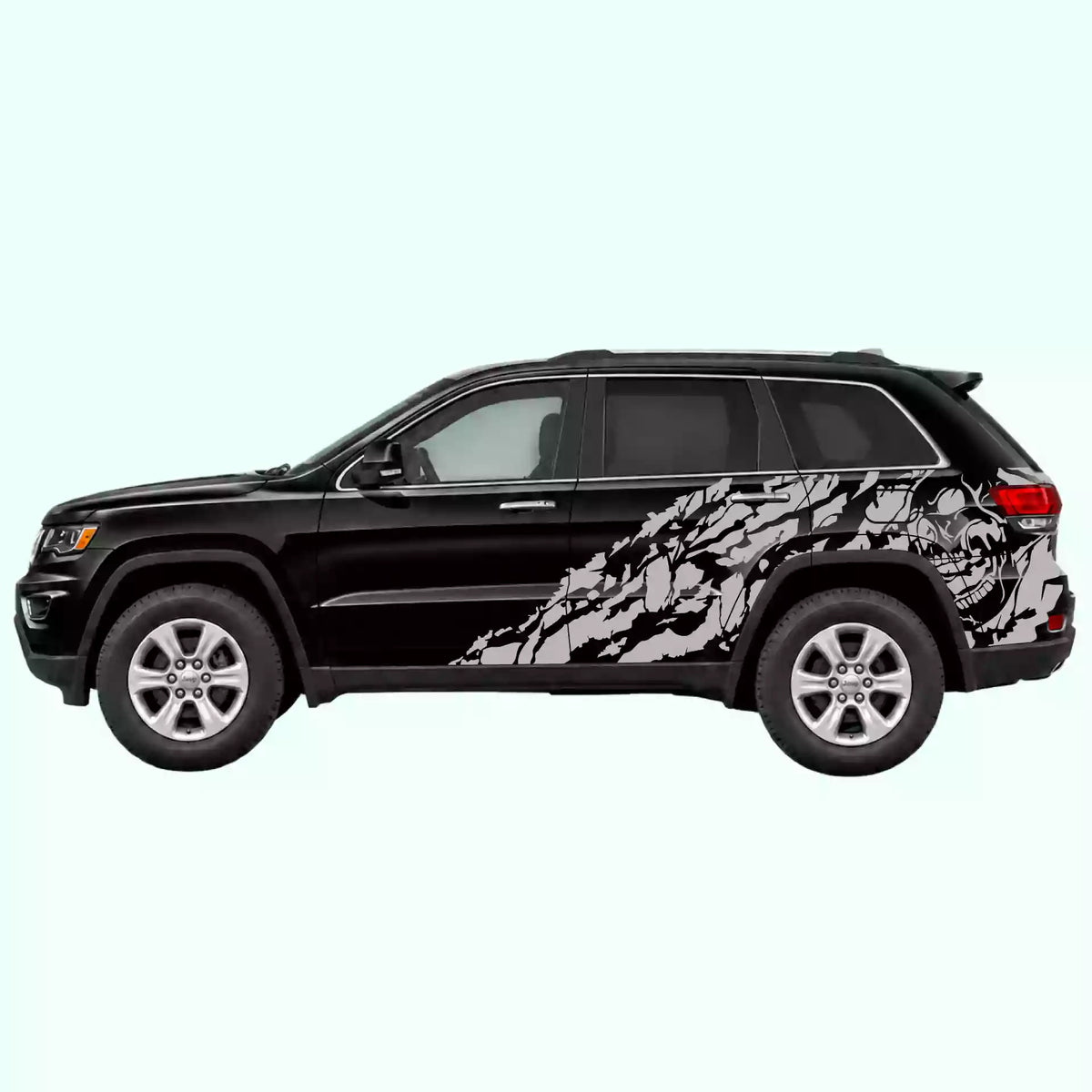 2014-2022 Jeep Grand Cherokee Nightmare Side Decals Vinyl Graphics Kit Gray