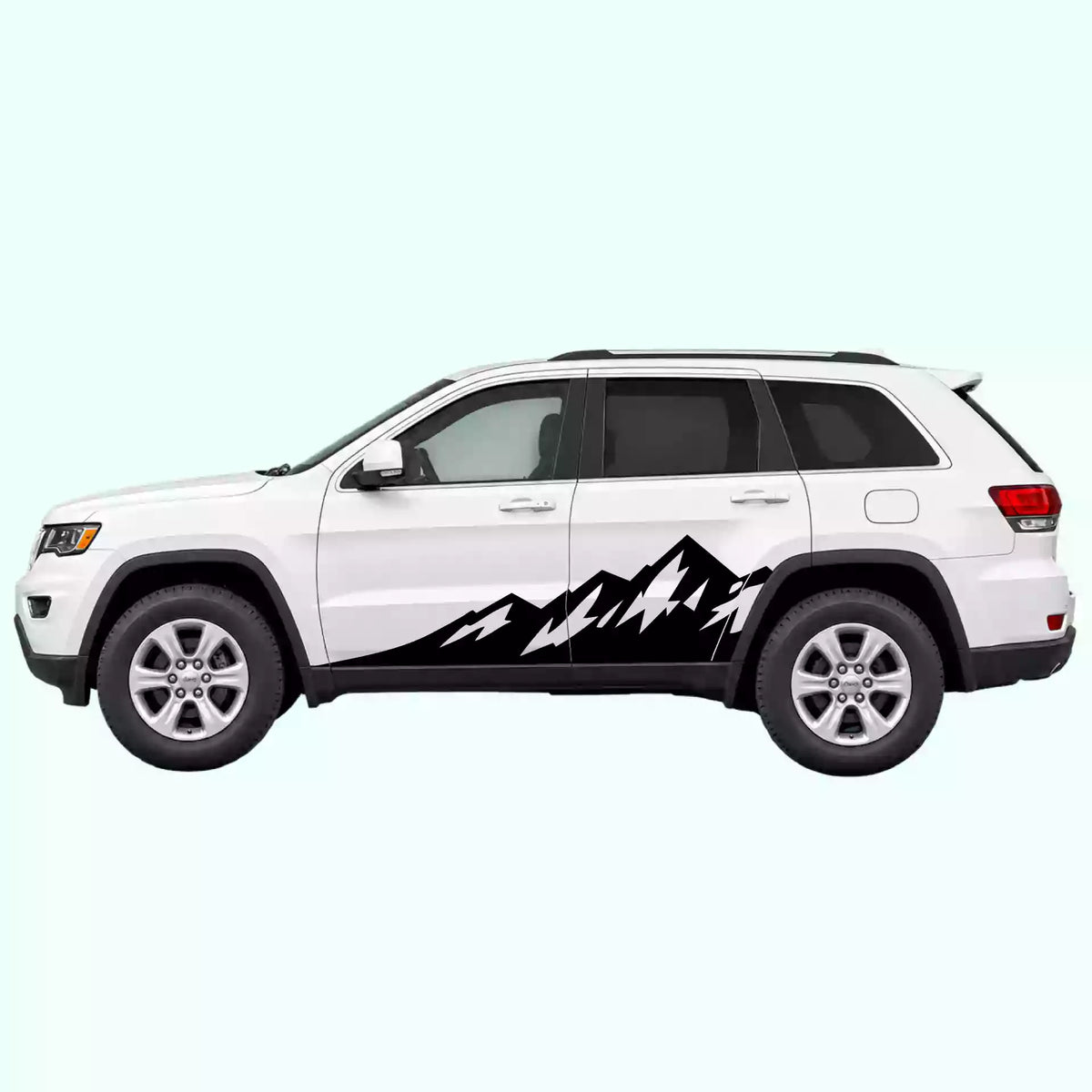 2014-2022 Jeep Grand Cherokee Peak Mountain Side Decals Vinyl Graphics Kit black