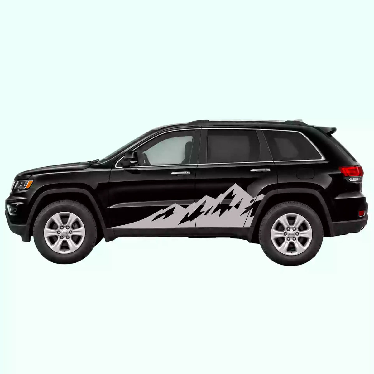 2014-2022 Jeep Grand Cherokee Peak Mountain Side Decals Vinyl Graphics Kit gray