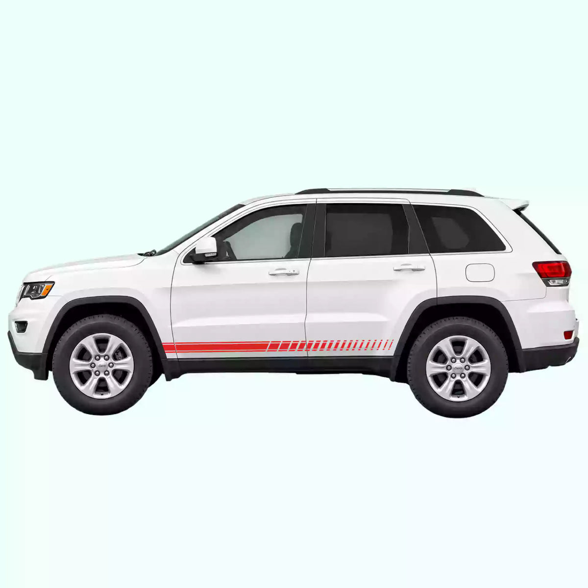 2014-2022 Jeep Grand Cherokee Pin Stripes Rocker Vinyl Graphics Kit Red
