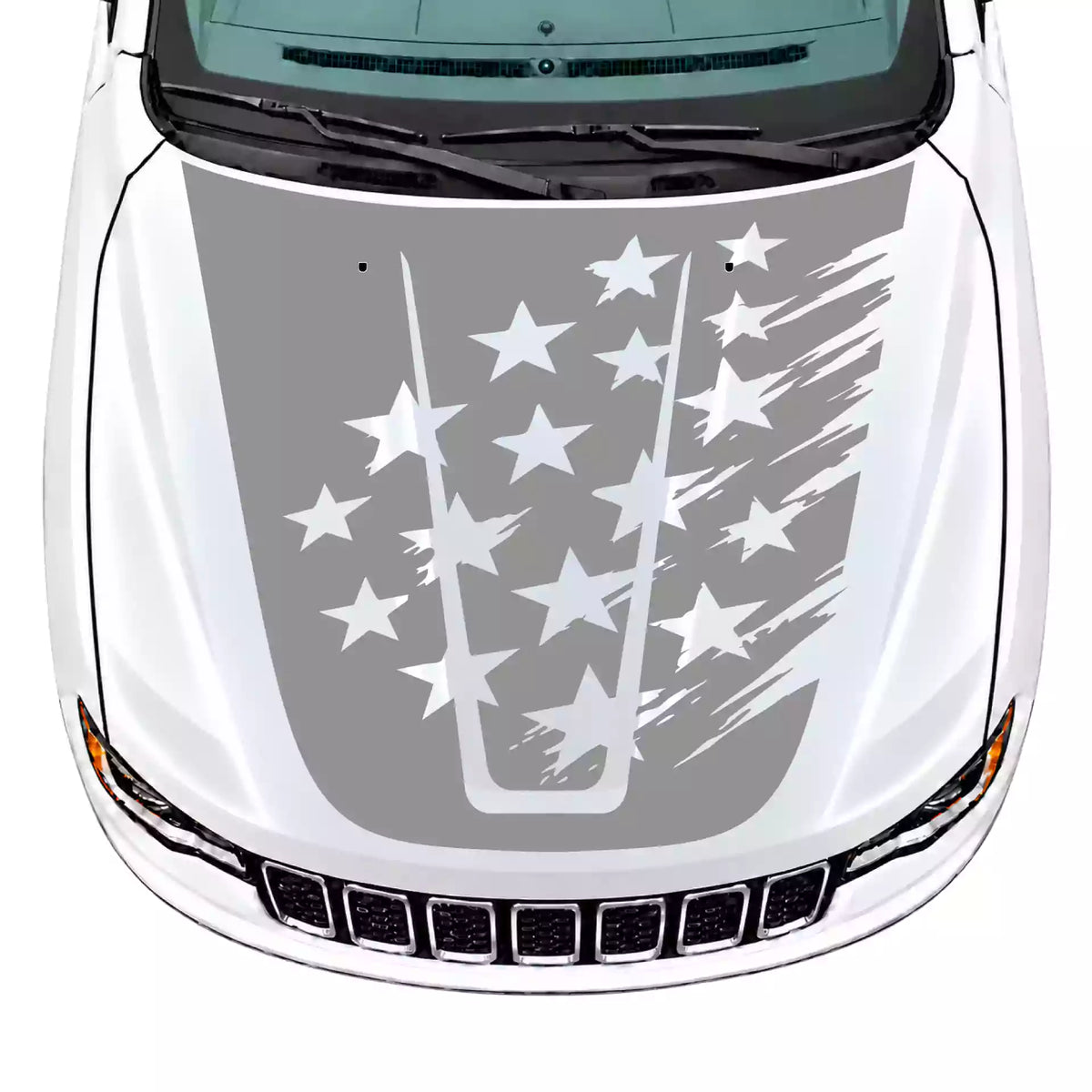 2014-2022 Jeep Grand Cherokee Shattered American Flag Hood Decal Vinyl Graphics Kit