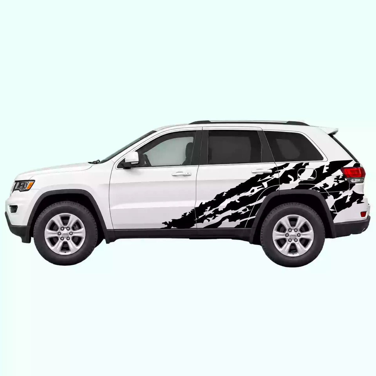 2014-2022 Jeep Grand Cherokee Shred Side Decals Vinyl Graphics Kit Black