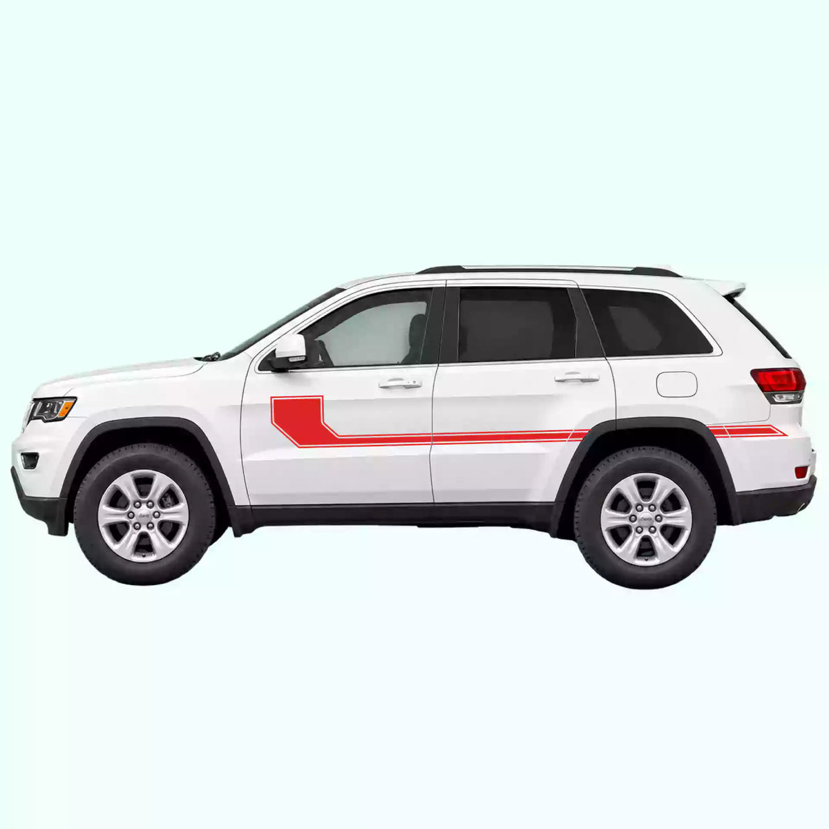 2014-2022 Jeep Grand Cherokee Side Line Stripes Vinyl Graphics Kit Red