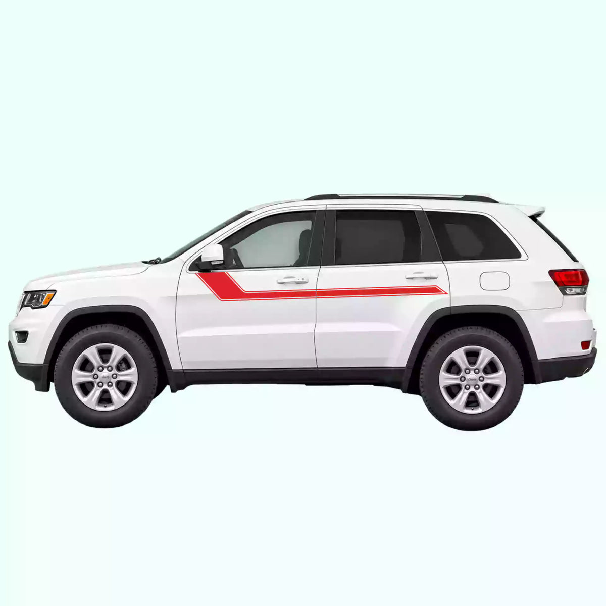 2014-2022 Jeep Grand Cherokee Side Rally Stripes Vinyl Graphics Kit Red