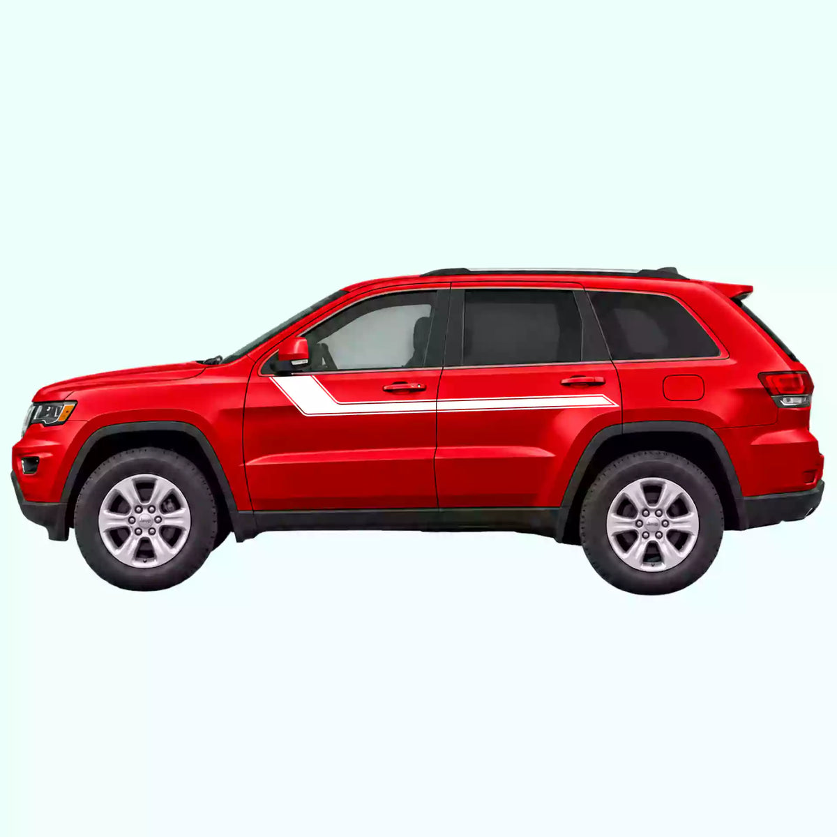 2014-2022 Jeep Grand Cherokee Side Rally Stripes Vinyl Graphics Kit White