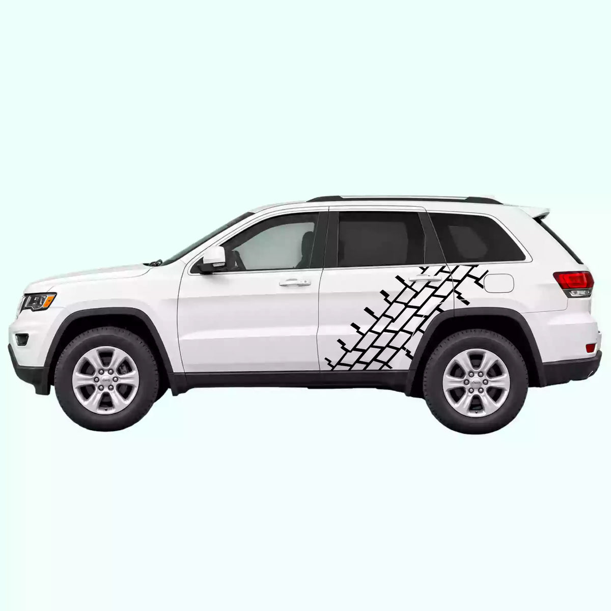 2014-2022 Jeep Grand Cherokee Tire Tread Side Decals Vinyl Graphics Kit Black