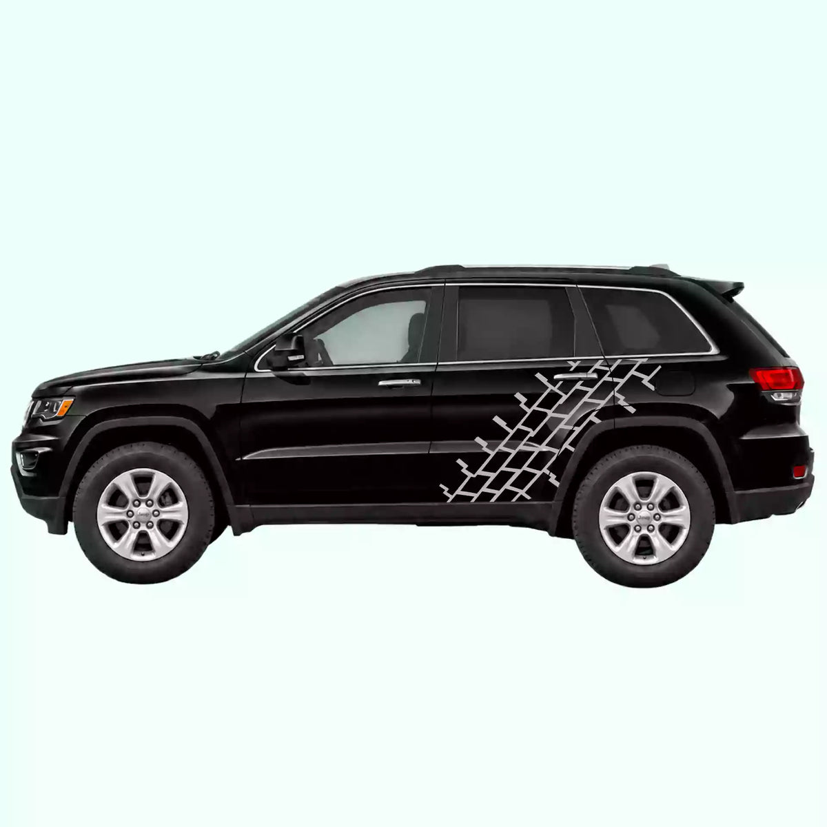 2014-2022 Jeep Grand Cherokee Tire Tread Side Decals Vinyl Graphics Kit Gray