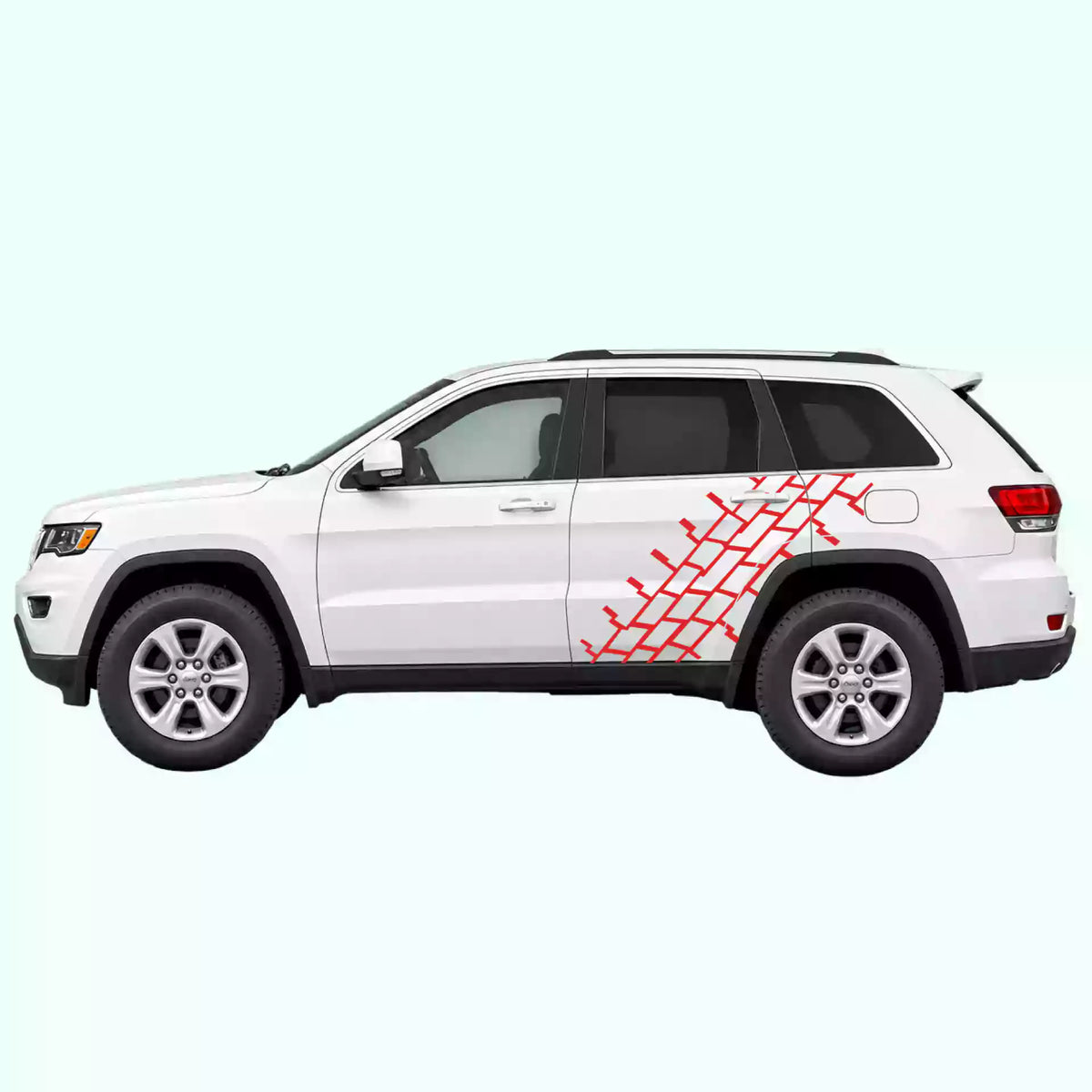 2014-2022 Jeep Grand Cherokee Tire Tread Side Decals Vinyl Graphics Kit Red