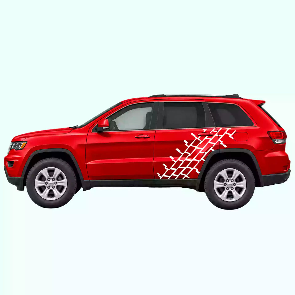 2014-2022 Jeep Grand Cherokee Tire Tread Side Decals Vinyl Graphics Kit White